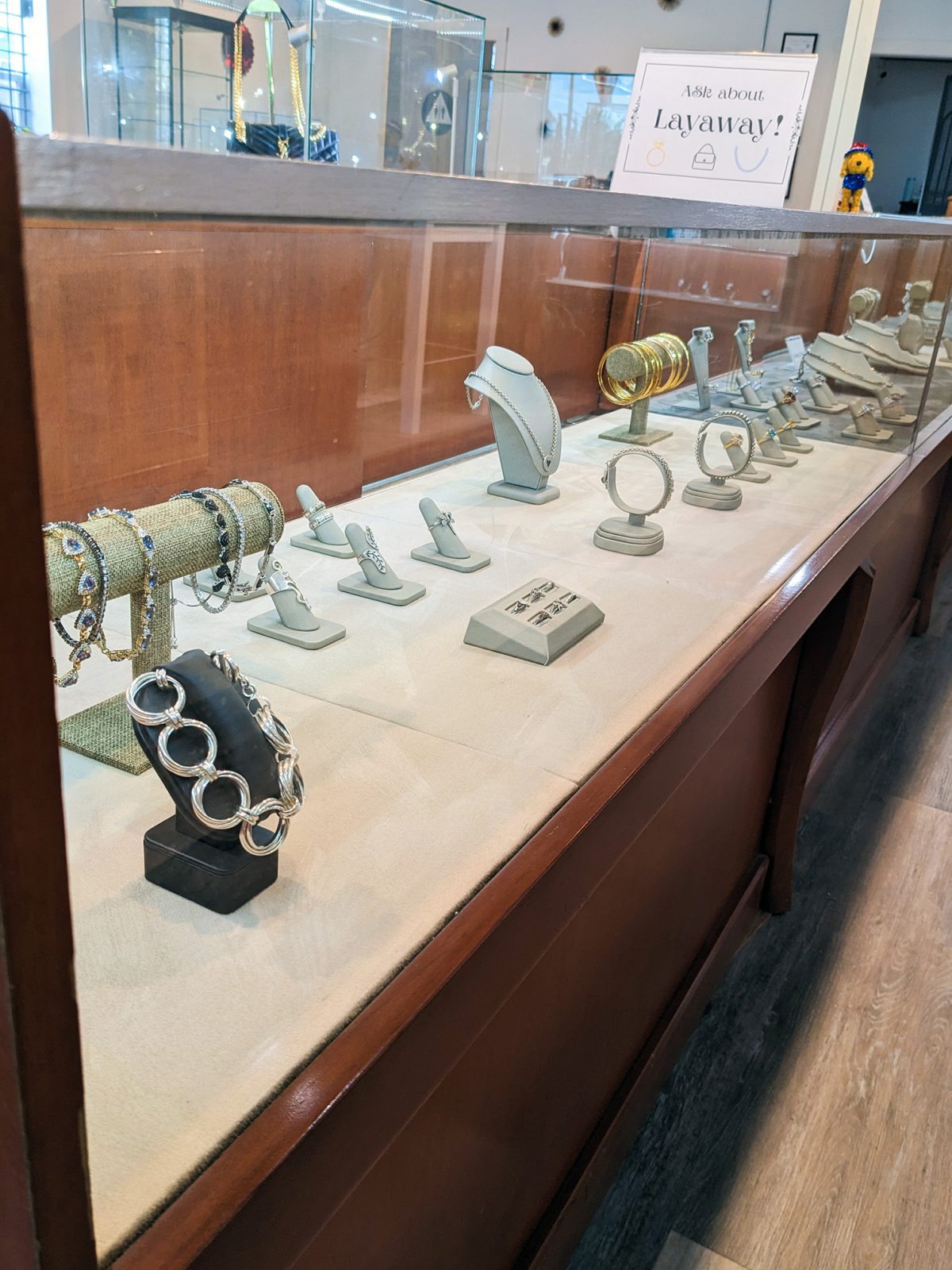 Jewelry showcase inside the store